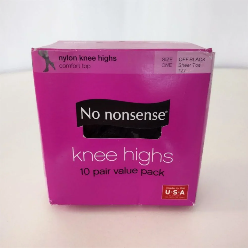 No Nonsense Off Black Knee High Pantyhose 10 Pair Value Pack Size S/M